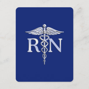 Registered Nurse RN Caduceus on Navy Blue Enclosure Card