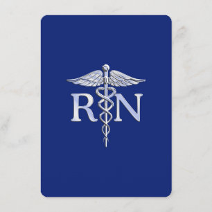 Registered Nurse RN Caduceus on Navy Blue Enclosure Card