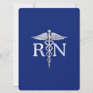 Registered Nurse RN Caduceus on Navy Blue Invitation
