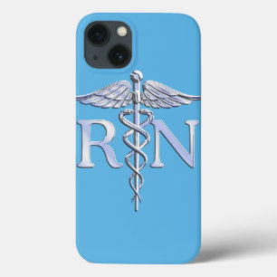 Registered Nurse RN Caduceus on Pastel Blue iPhone 13 Case