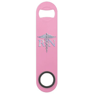 Registered Nurse RN Caduceus on Pastel Pink