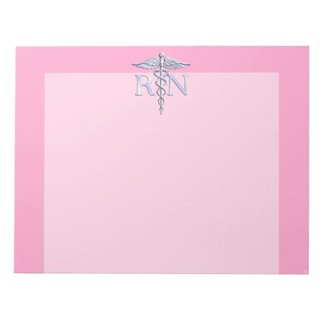 Registered Nurse RN Caduceus on Pastel Pink Notepad (Front)