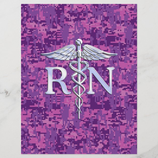 Registered Nurse RN Caduceus on Pink Camo Flyer (Front)