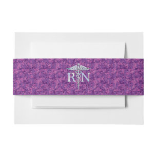 Registered Nurse RN Caduceus on Pink Camouflage Invitation Belly Band