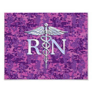 Registered Nurse RN Caduceus on Pink Camouflage Photo Print