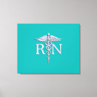 Registered Nurse RN Caduceus on Turquoise