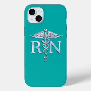 Registered Nurse RN Caduceus on Turquoise iPhone 15 Mini Case
