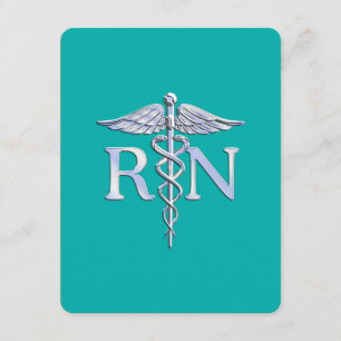 Registered Nurse RN Caduceus on Turquoise Enclosure Card