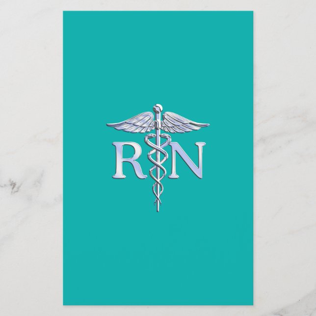 Registered Nurse RN Caduceus on Turquoise Flyer (Front)