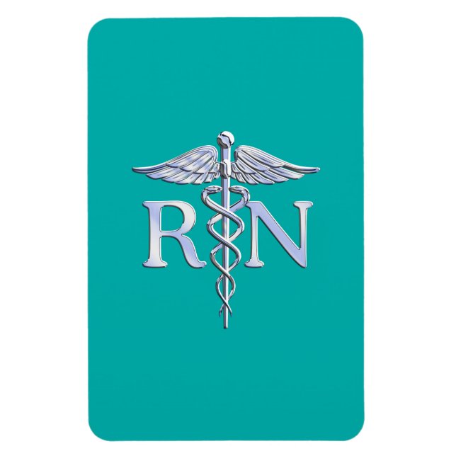 Registered Nurse RN Caduceus on Turquoise Magnet (Vertical)