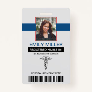 Registered Nurse RN caduceus photo template ID Badge