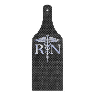 Registered Nurse RN Caduceus Snakes Black Carbon Cutting Board