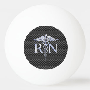 Registered Nurse RN Caduceus Snakes Black Carbon Ping Pong Ball