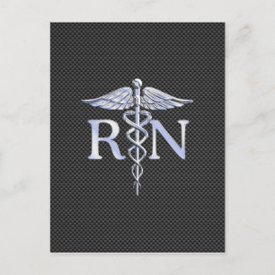 Registered Nurse RN Caduceus Snakes Carbon Postcard