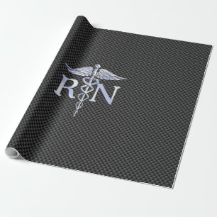 Registered Nurse RN Caduceus Snakes Carbon Wrapping Paper
