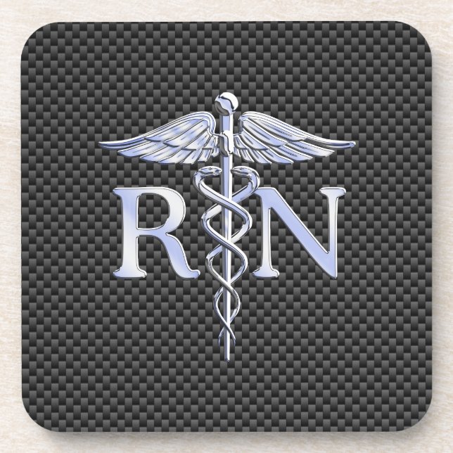 Registered Nurse RN Caduceus Snakes Decor Coaster (Front)