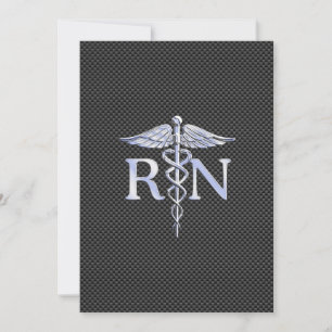 Registered Nurse RN Caduceus Snakes Invitation