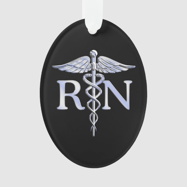 Registered Nurse RN Caduceus Snakes Style on Black Ornament (Front)