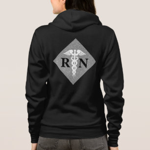 Registered Nurse RN Caduceus Symbol Silver Glitter Hoodie
