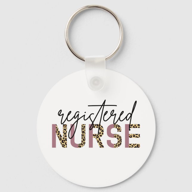 Registered Nurse RN Cheetah Nurse Appreciation  Key Ring (Front)
