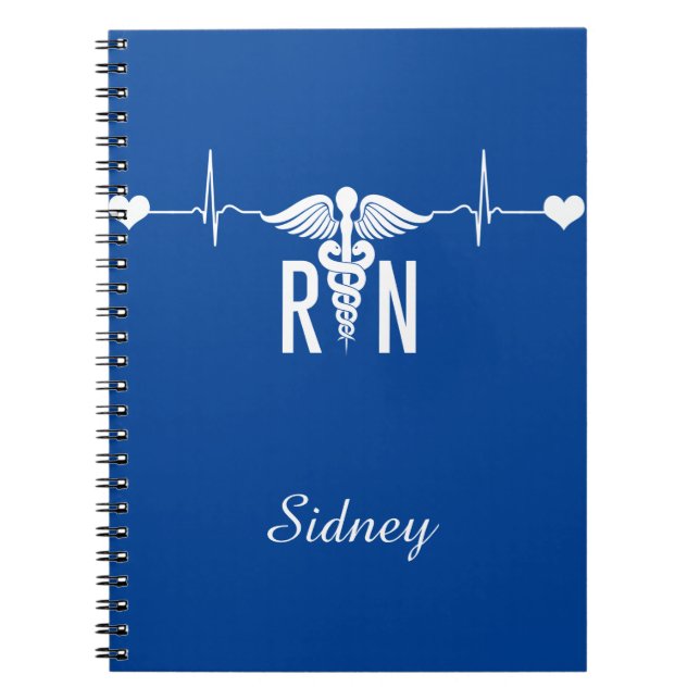Registered Nurse (RN) EKG Caduceus Symbol  Notebook (Front)