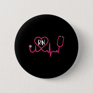 Registered Nurse Rn Ekg Stethoscope Heart Heartbea 6 Cm Round Badge