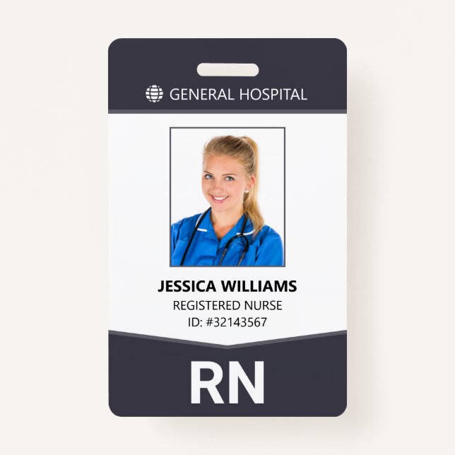 Registered Nurse RN Employee ID Badge (Front)