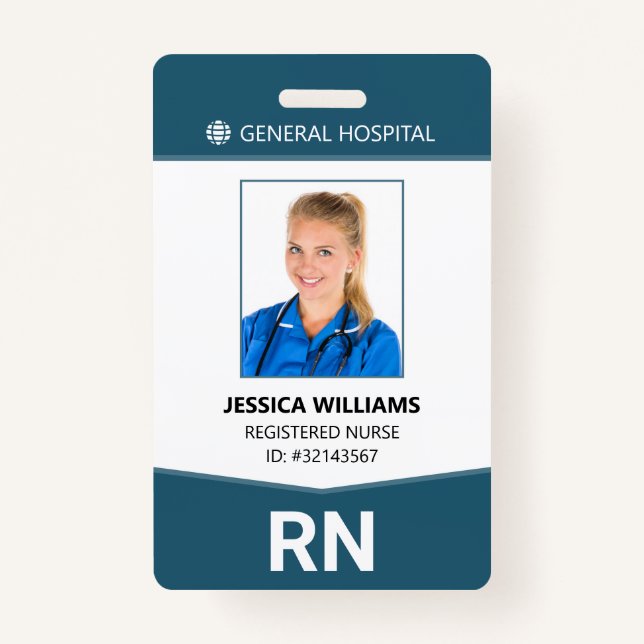 Registered Nurse RN Employee ID Badge (Front)