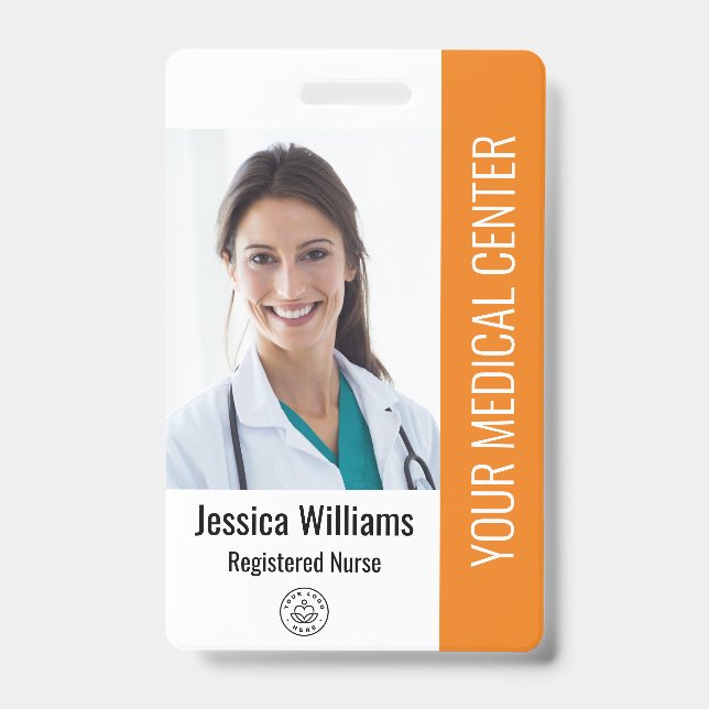 Registered Nurse RN Employee ID Orange Badge (Front)