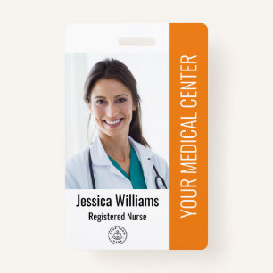 Registered Nurse RN Employee ID Orange ID Badge