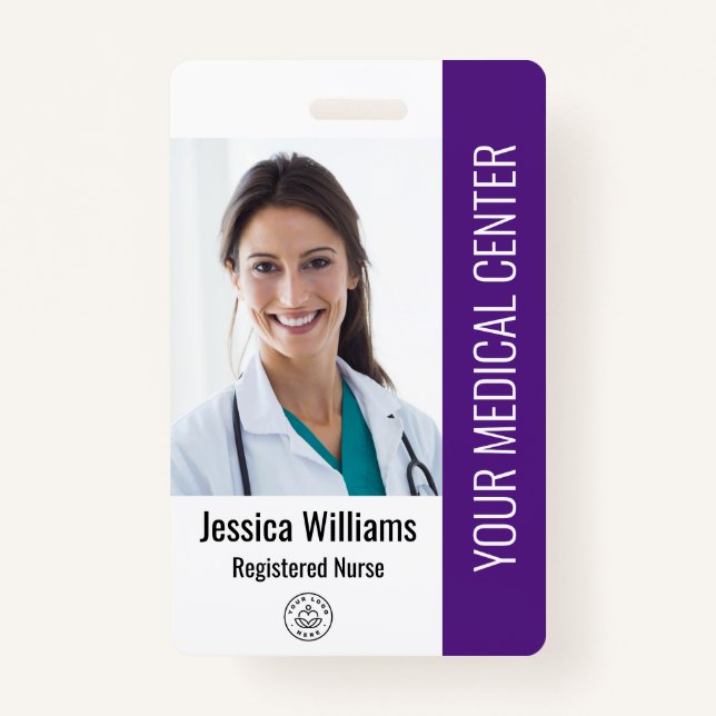 Registered Nurse RN Employee ID Purple ID Badge (Front)