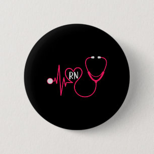 Registered Nurse Rn Heartbeat Ekg Stethoscope 6 Cm Round Badge