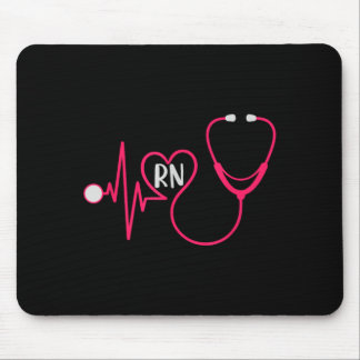 Registered Nurse Rn Heartbeat Ekg Stethoscope Mouse Mat