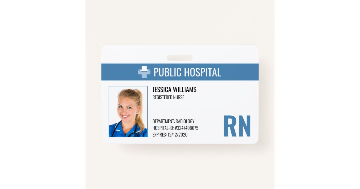 Registered Nurse RN Hospital Employee ID ID Badge Zazzle