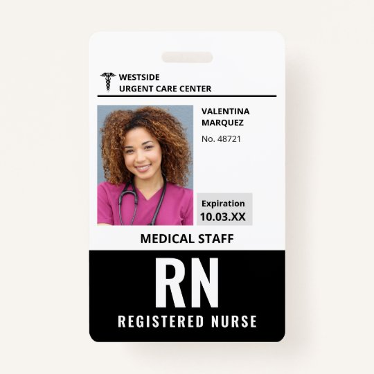 Registered Nurse RN ID Photo Logo Badge ID Badge | Zazzle.co.uk