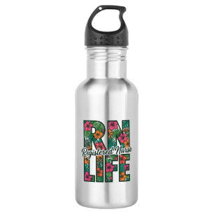 Registered Nurse RN Life Floral Vector Design_1 532 Ml Water Bottle