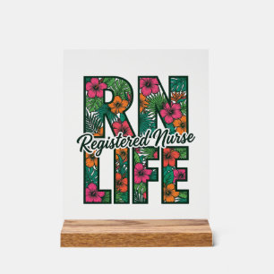 Registered Nurse RN Life Floral Vector Design_1 Acrylic Sign