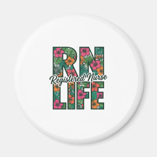 Registered Nurse RN Life Floral Vector Design_1 Magnet