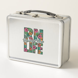 Registered Nurse RN Life Floral Vector Design_1 Metal Lunch Box