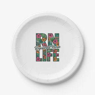 Registered Nurse RN Life Floral Vector Design_1 Paper Plate