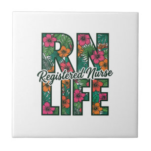 Registered Nurse RN Life Floral Vector Design_1 Tile