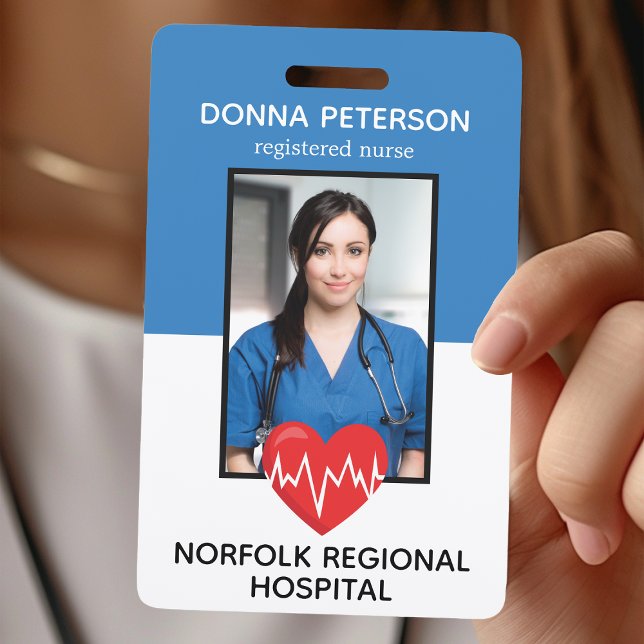 Registered Nurse RN Medical Blue Photo ID Work ID Badge (Creator Uploaded)