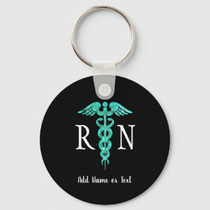 Registered Nurse RN Medical Caduceus Personalized Key Ring