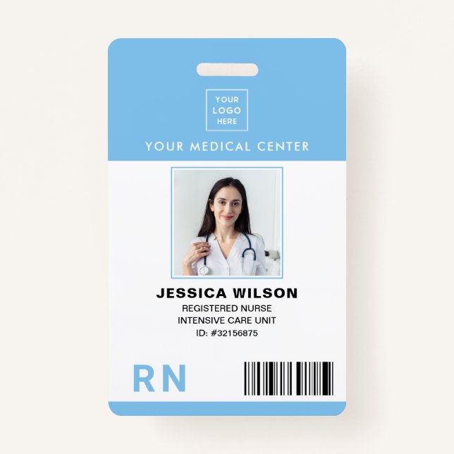 Registered Nurse RN Medical ID Blue Badge ID Badge (Front)