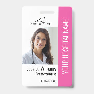 Registered Nurse RN Medical Pink Photo ID Work Badge