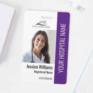 Registered Nurse RN Medical Purple Photo ID Work ID Badge