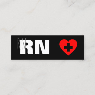Registered Nurse RN Medical Red Heart Modern Mini Business Card