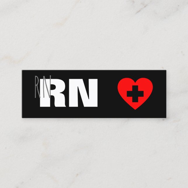 Registered Nurse RN Medical Red Heart Modern Mini Business Card (Front)