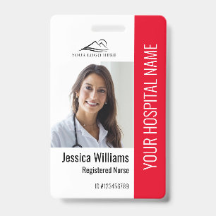 Registered Nurse RN Medical Red Photo ID Work Badge