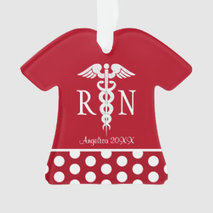 Registered Nurse RN Medical Scrub Custom Red Ornament